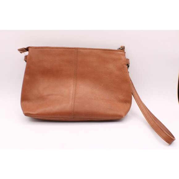 Kodiak Koyuk Woven Leather Wristlet Clutch Purse Zipper Closure Camel Brown - Picture 5 of 10